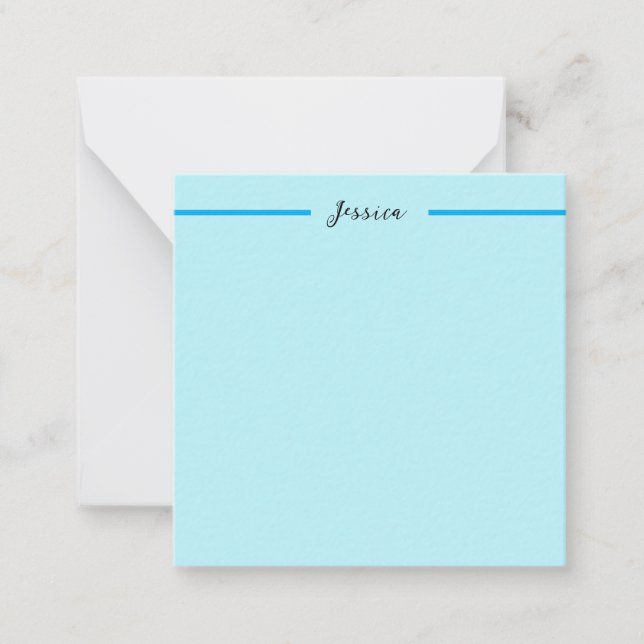 Cartão De Notas Blue Modern Elegant Plain Simple Professional Name (Frente)