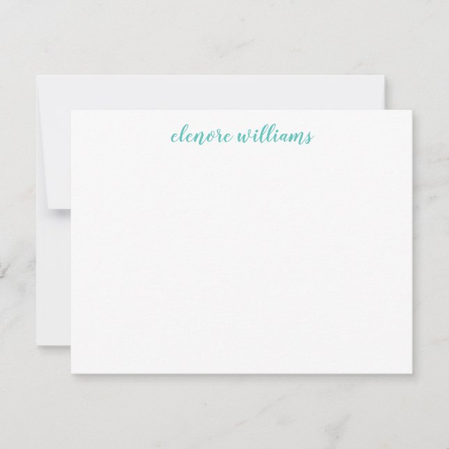 Cartão De Notas Blue Na moda Modern Elegant Girly Script (Frente)