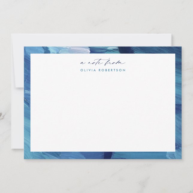 Cartão De Notas Blue Painted Abstract Art Stationery Note card (Frente)