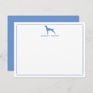 Cartão De Notas Blue Weimaraner Dog Modern Border Stationery
