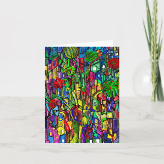 Cartão De Notas Blumen-Baum im Häusermeer.