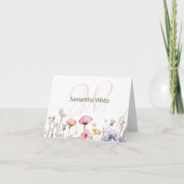 Cartão De Notas Blush Garden Watercolor Personalized Stationery