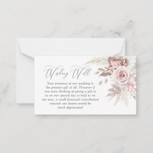 Cartão De Notas Blush Ivory Floral Casamento Desejando Bem