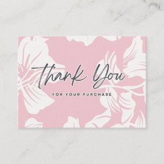 Cartão De Notas Blush Pink Floral Script Business Thank You Card