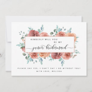 Cartão De Notas Blush Pink Floral Seja Minha Placa De Bridesmaid J