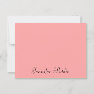 Cartão De Notas Blush Rosa e Azul Elegante Texto de Nome em Letra