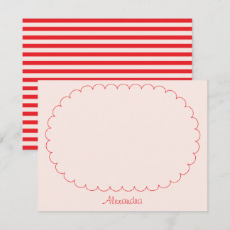 Cartão De Notas Blush Rosa Vermelho Script Nome Personalizado Quad