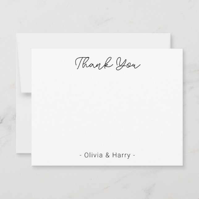 Cartão De Notas Boate Obrigado Chic Modern White Flat Note Card (Frente)