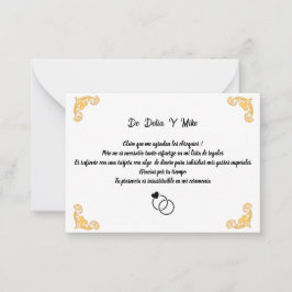 Cartão De Notas Boda con lista de regalos
