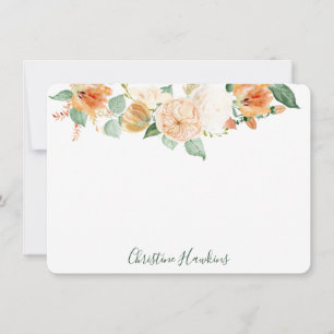 Cartão De Notas Boho Botânico Peach Watercolor Personalizado