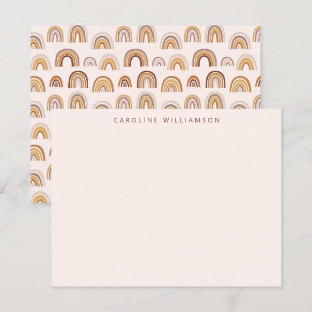 Cartão De Notas Boho Desert Rainbow Blush Personaliza Stationery (Frente/Verso)