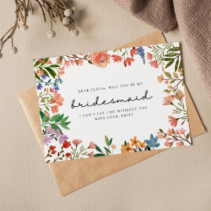 Cartão De Notas Boho Garden da Bridesmaid de Flor Selvagem