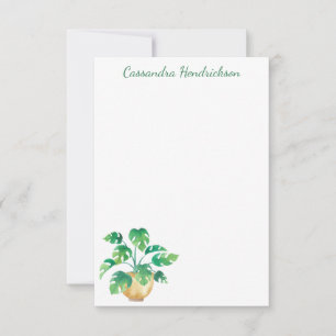 Cartão De Notas Boho Monstera Plant Modern Minimalista Personaliza