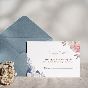 Cartão De Notas Boho Pampas Fralda Floral Chá de fraldas Raffle