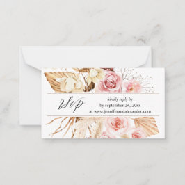 Cartão De Notas Boho Pink Floral & Pampas Website 2SM RSVP de Refe