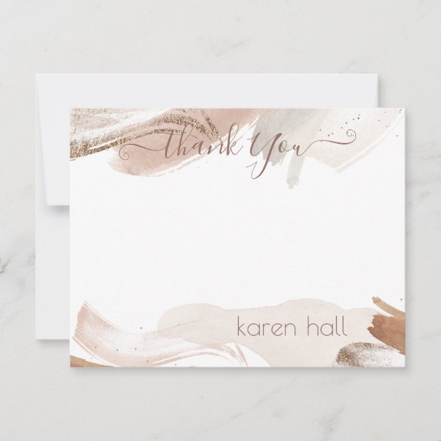 Cartão De Notas Boho Pretty Abstract Thank You Personalized Name (Frente)