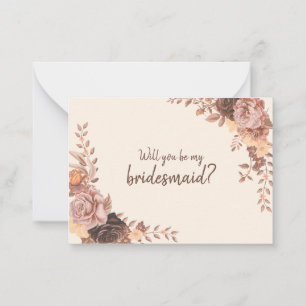 Cartão De Notas Boho Rosa Bridesmaid Proposta