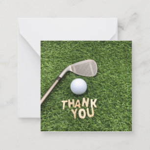 Cartão De Notas Bola de golfe com obrigado você fala sobre grama v