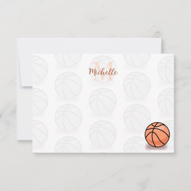 Cartão De Notas Bolas de Basquete Nome Personalizado Fã (Frente)