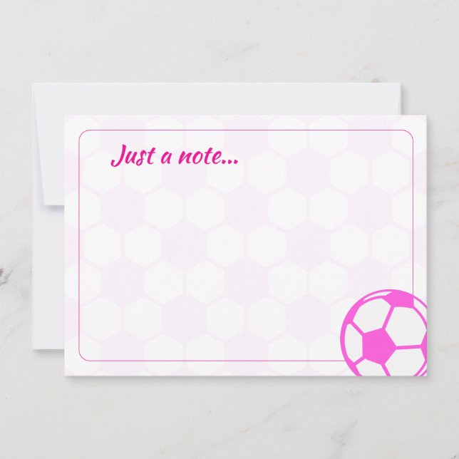 Cartão De Notas Bolas de Futebol Rosa e Branco Nota em Branco (Frente)