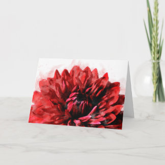 Cartão De Notas Bold Dahlia Watercolor Crimson