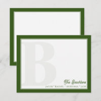 Bold Monograma Forest Green Family Stationery