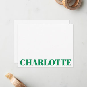 Cartão De Notas Bold Typografia Nome Personalizado Kelly Green