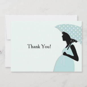 Cartão De Notas Bolinhas azul guarda-chuva Obrigado Notecard