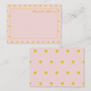 Cartão De Notas Bolinhas Dourada Rosa Menino Personalizada