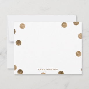 Cartão De Notas Bolinhas modernas personalizadas do brilho Dourado