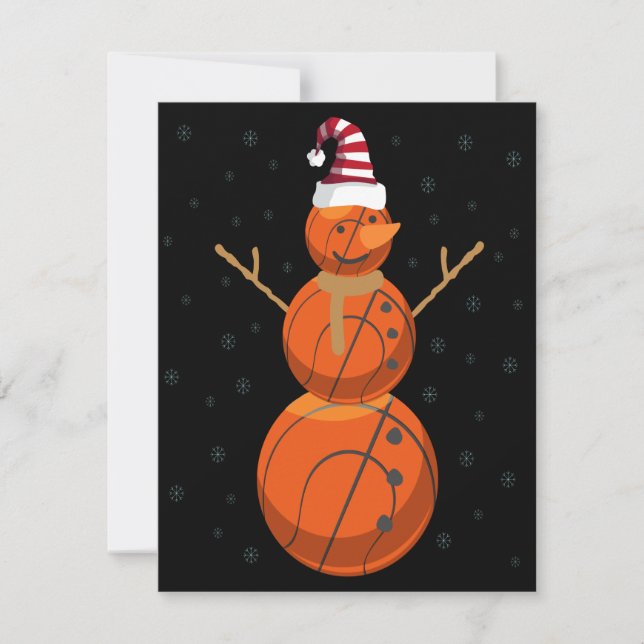 Cartão De Notas Boneco de Neve de Basquetebol Engraçado Presente d (Frente)