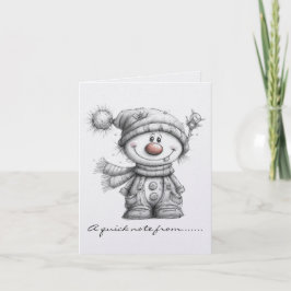Cartão De Notas Boneco de Neve Preto e Branco 