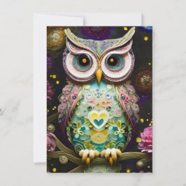 Cartão De Notas Bonita Intricate Winter Primavera Owl feita de Orn