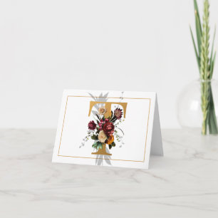 CARTÃO DE NOTAS BONITA MONOGRAMA DOURADA E FLORAL T
