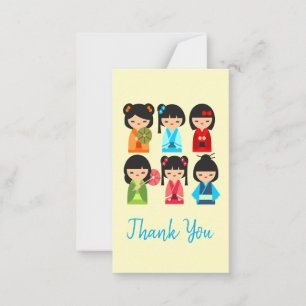 Cartão De Notas Bonitas bonecas japonesas Kokeshi