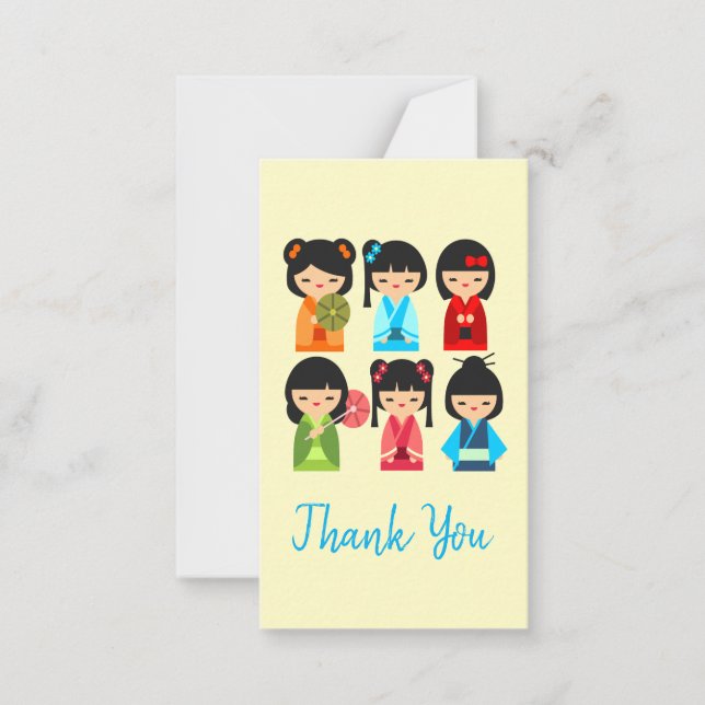 Cartão De Notas Bonitas bonecas japonesas Kokeshi (Frente)