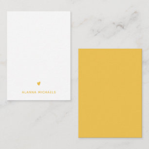 Cartão De Notas Bonito Coração Amarelo e Nome