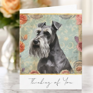 Cartão De Notas Bonito Floral Schnauzer