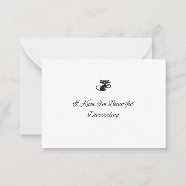 Cartão De Notas Bonito Gato Negro (Frente)