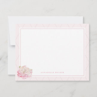 Cartão De Notas Bonito Peony Personalizado Stationery