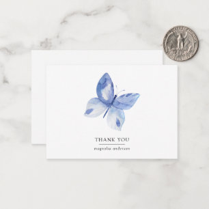 Cartão De Notas Borboleta Azul Personalizada Obrigado