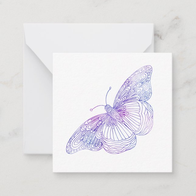Cartão De Notas Borboleta Violet Watercolor (Frente)