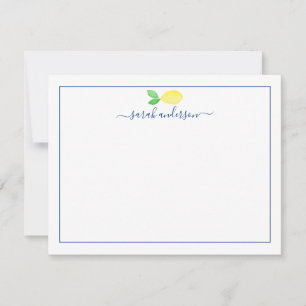 Cartão De Notas Borda Azul Limão de Cores Aquáticas Personalizada