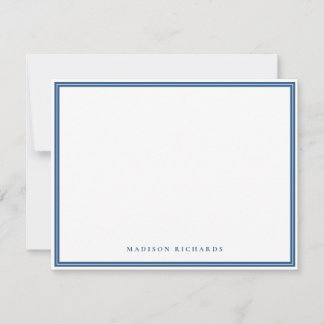 Cartão De Notas Borda Azul Simples de Marinho Claro Personalizada