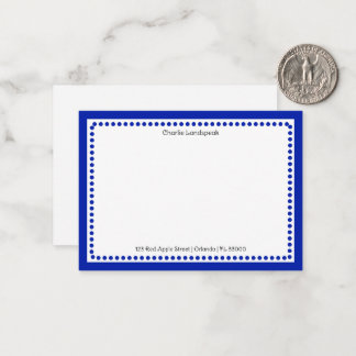Cartão De Notas Borda Clássica Azul Marinho & Pontos Monogramados 