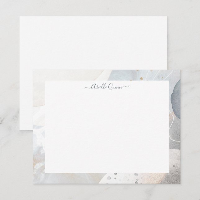 Cartão De Notas Borda de Aquarela abstrato Terrestre Personalizada (Frente/Verso)