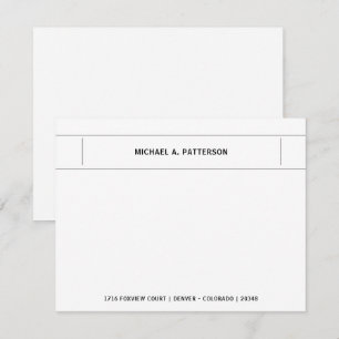 Cartão De Notas Borda de Endereço de Nome Personalizado Preto Casu