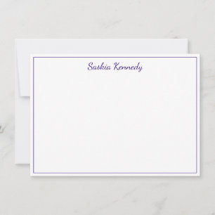 Cartão De Notas Borda de Script Roxo Elegante Personalizada