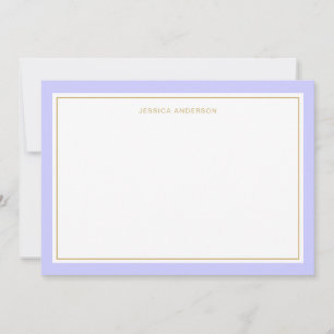 Cartão De Notas Borda Dourada Elegante Periwinkle Personalizada