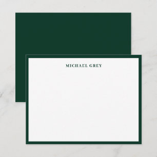 Cartão De Notas Borda Elegante Verde Escuro Monograma